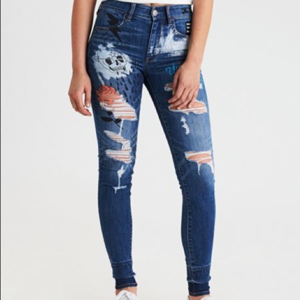 AEO Painted Denim x Hi-Rise Jegging